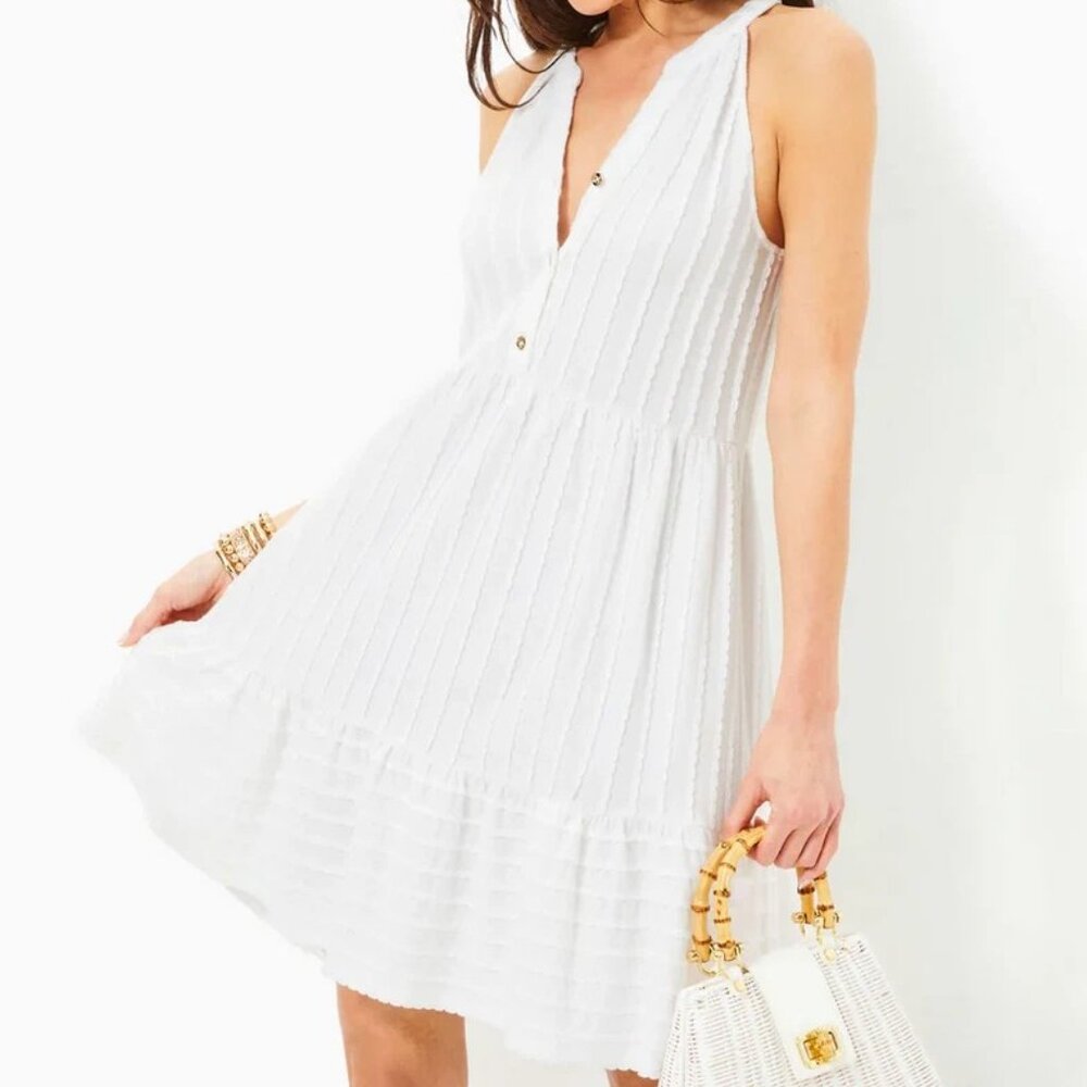 Lilly Pulitzer Lennox Swing Dress in White Size Large Excellent Used Condition